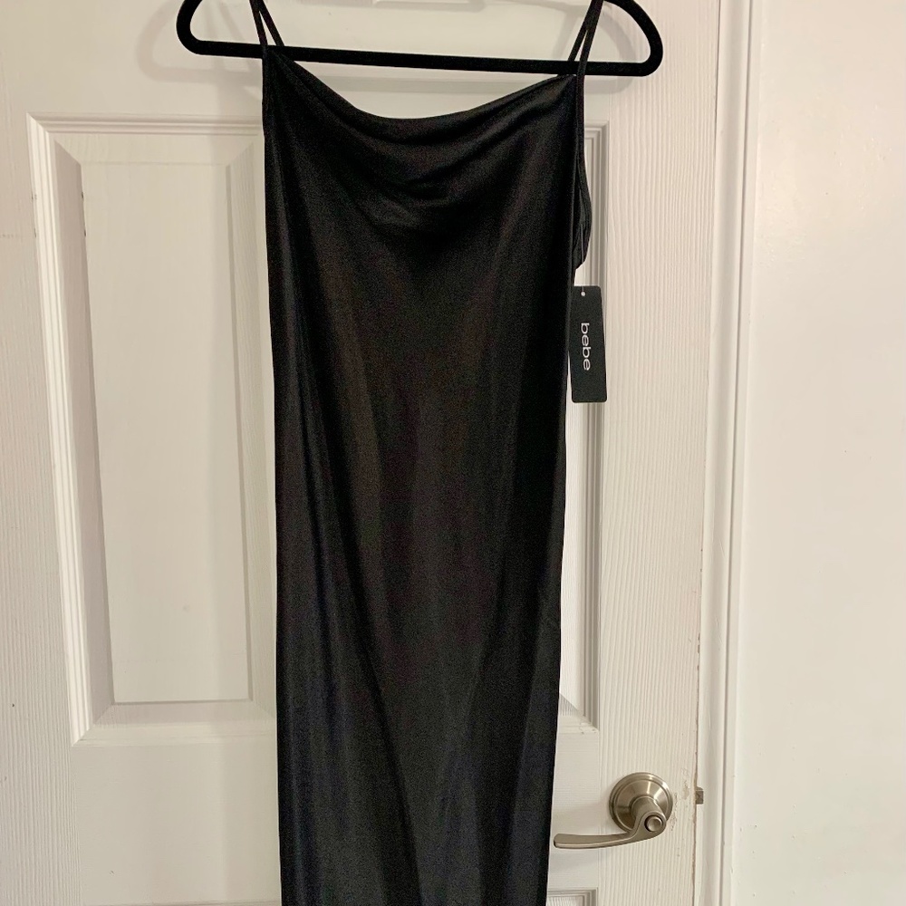 Bebe black mid length slip dress